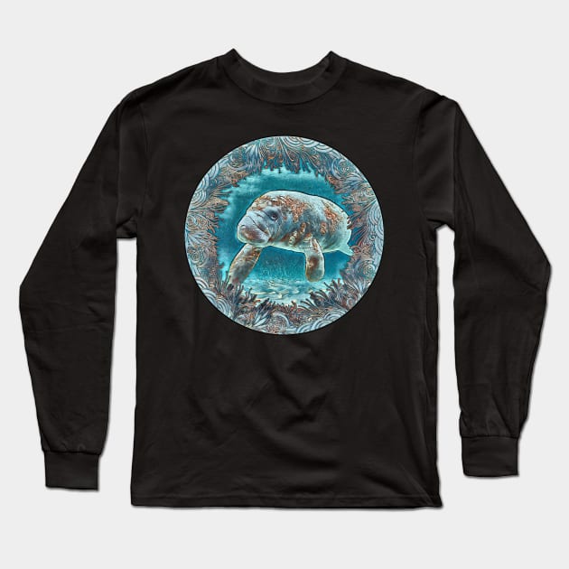 Manatee under water Long Sleeve T-Shirt by UMF - Fwo Faces Frog